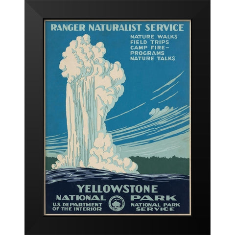 Yellowstone National Park, ca. 1938 Black Modern Wood Framed Art Print by Ranger Naturalist Service