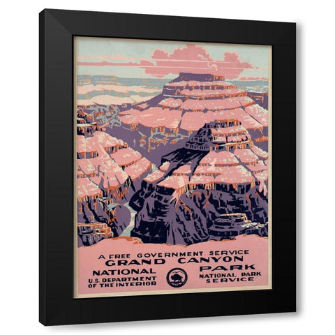 Grand Canyon National Park, a Free Government Service, ca. 1938 Black Modern Wood Framed Art Print by WPA
