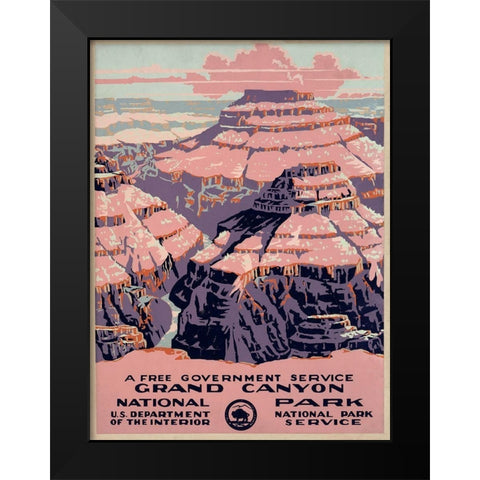 Grand Canyon National Park, a Free Government Service, ca. 1938 Black Modern Wood Framed Art Print by WPA