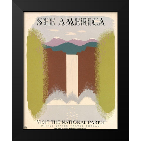See America Visit the National Parks, ca. 1936-1940 Black Modern Wood Framed Art Print by Herzog, Harry