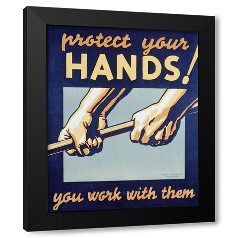 Protect your hands Black Modern Wood Framed Art Print by Muchley, Robert