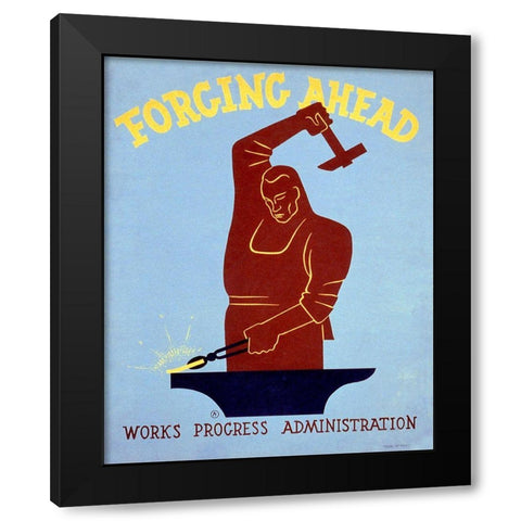 Forging ahead Works Progress Administration Black Modern Wood Framed Art Print with Double Matting by Herzog, Harry