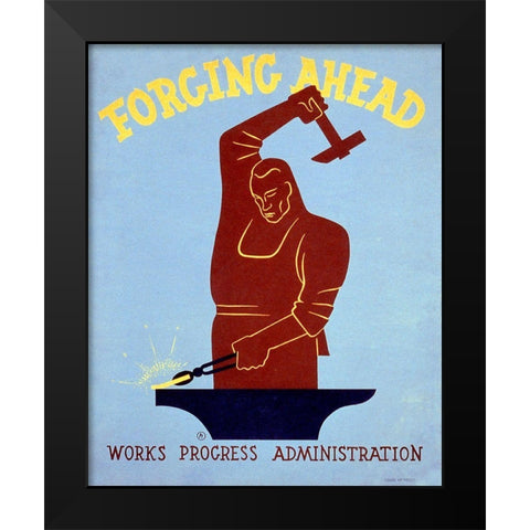Forging ahead Works Progress Administration Black Modern Wood Framed Art Print by Herzog, Harry