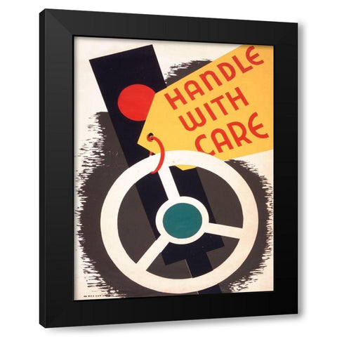 Handle with care Black Modern Wood Framed Art Print with Double Matting by WPA