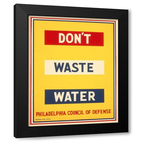 Dont waste water Black Modern Wood Framed Art Print by Wilcox, Raymond