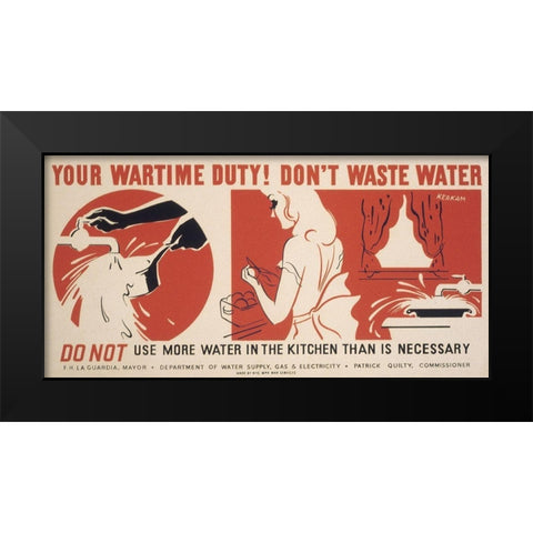 Do not use more water in the kitchen than is necessary Black Modern Wood Framed Art Print by Kerkam, Earl