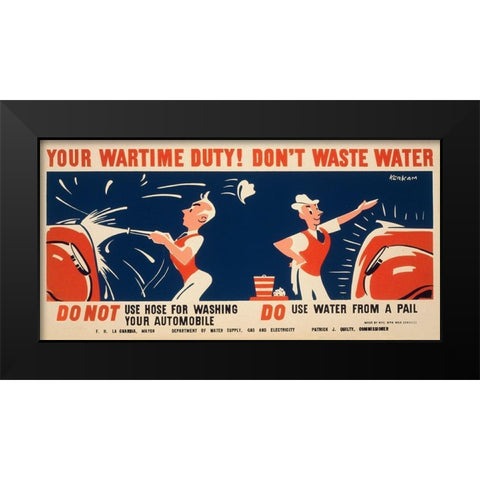 Do not use hose for washing your automobile Black Modern Wood Framed Art Print by Kerkam, Earl