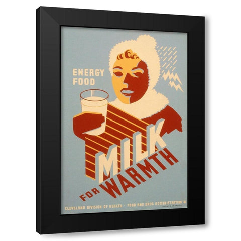 Milk - for warmth Energy food Black Modern Wood Framed Art Print by WPA