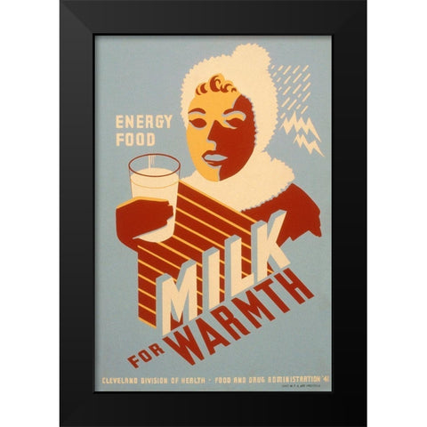 Milk - for warmth Energy food Black Modern Wood Framed Art Print by WPA
