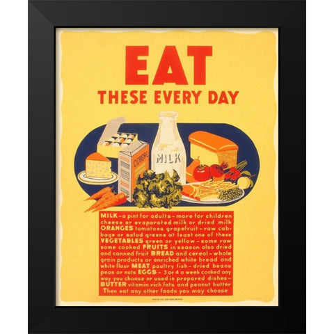 Eat these every day Black Modern Wood Framed Art Print by WPA