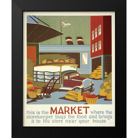 This is the market where the storekeeper buys the food Black Modern Wood Framed Art Print by WPA