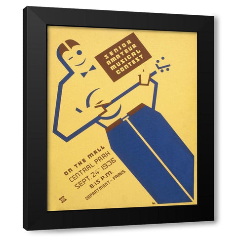 Senior amateur musical contest on the mall, Central Park Black Modern Wood Framed Art Print with Double Matting by Kaplan, Ben