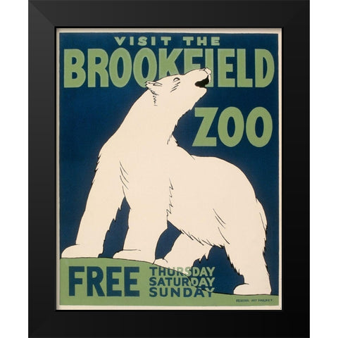 Visit the Brookfield Zoo - Polar Bear Black Modern Wood Framed Art Print by WPA