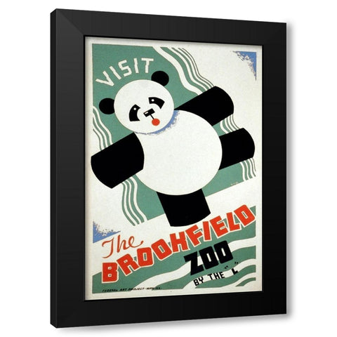 Visit the Brookfield Zoo by the L - Panda Black Modern Wood Framed Art Print with Double Matting by Gregg, Arlington