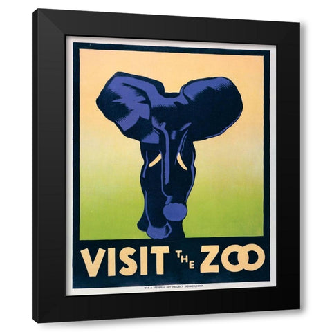 Visit the zoo - Elephant Black Modern Wood Framed Art Print with Double Matting by Stephenson, Hugh