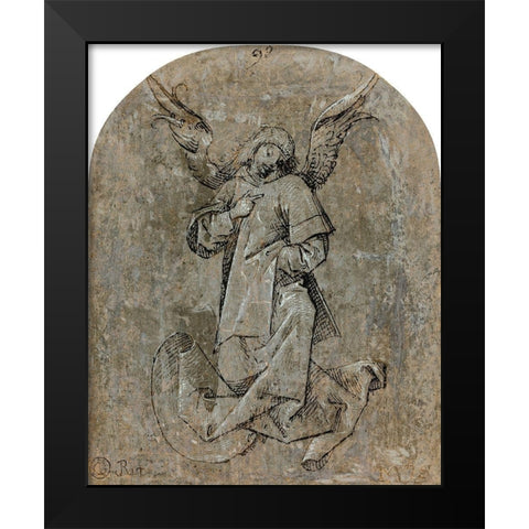 Study of an Angel Black Modern Wood Framed Art Print by von Landshut, Mair