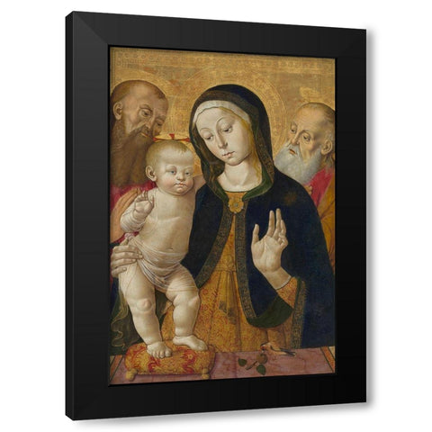 Madonna and Child with Two Hermit Saints Black Modern Wood Framed Art Print by Fungai, Bernardino