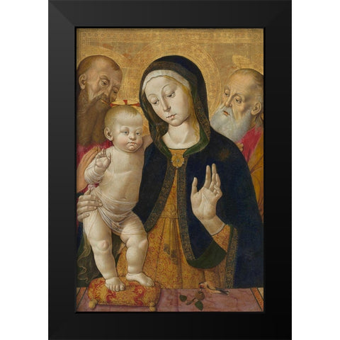 Madonna and Child with Two Hermit Saints Black Modern Wood Framed Art Print by Fungai, Bernardino