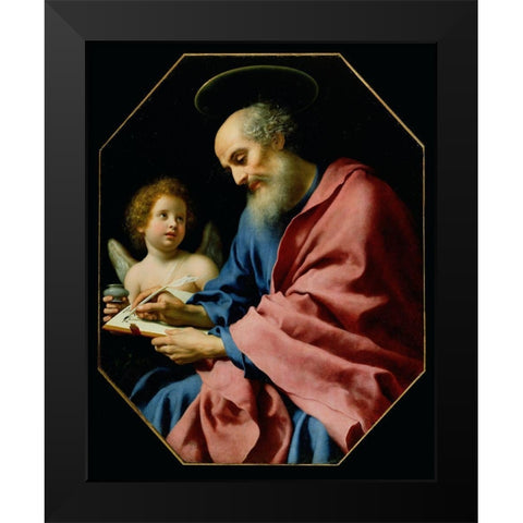 St. Matthew Writing His Gospel Black Modern Wood Framed Art Print by Dolci, Carlo