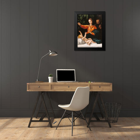 The Holy Family (The Madonna del Velo; Madonna di Loreto) Black Modern Wood Framed Art Print by Unknown