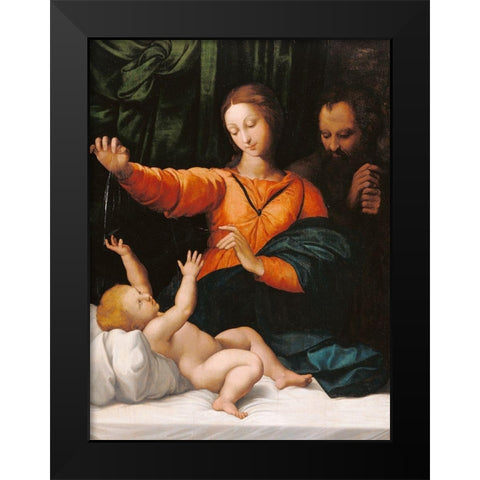 The Holy Family (The Madonna del Velo; Madonna di Loreto) Black Modern Wood Framed Art Print by Unknown
