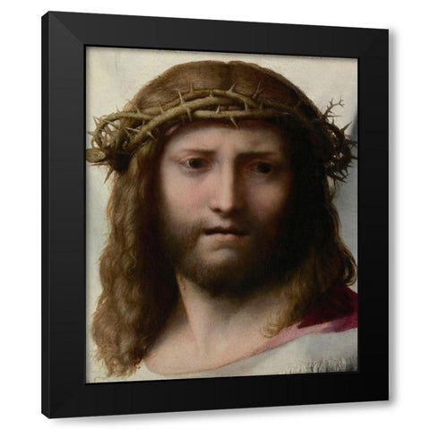 Head of Christ Black Modern Wood Framed Art Print with Double Matting by Allegri, Antonio