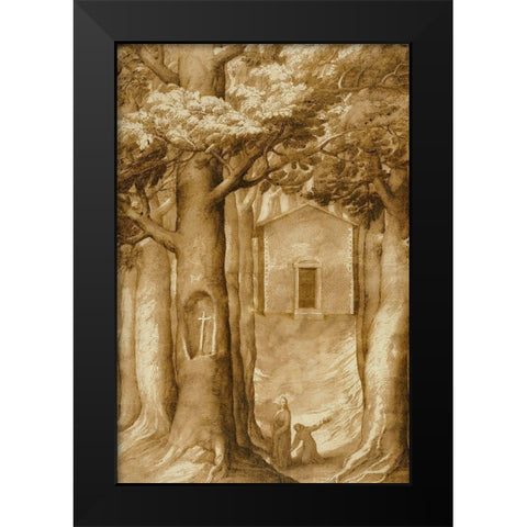 La Verna: The Chapel of the Blessed Giovanni della Verna Black Modern Wood Framed Art Print by Ligozzi, Jacopo
