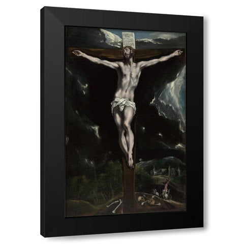 Christ on the Cross Black Modern Wood Framed Art Print with Double Matting by Theotocopuli, Domenico