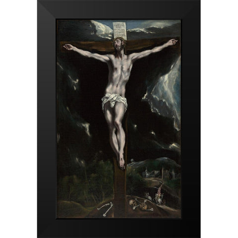 Christ on the Cross Black Modern Wood Framed Art Print by Theotocopuli, Domenico