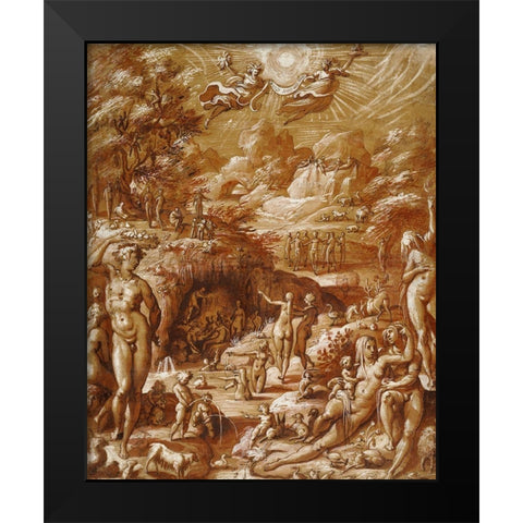 The Age of Gold Black Modern Wood Framed Art Print by Zucchi, Jacopo
