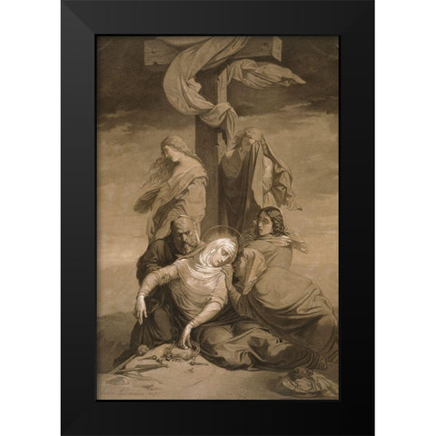 Lamentation at the Foot of the Cross Black Modern Wood Framed Art Print by Lehmann, Henri