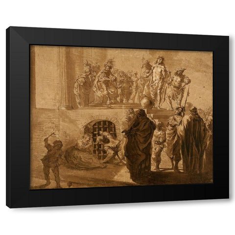 Christ Before Pilate Black Modern Wood Framed Art Print with Double Matting by Knupfer, Nikolaus