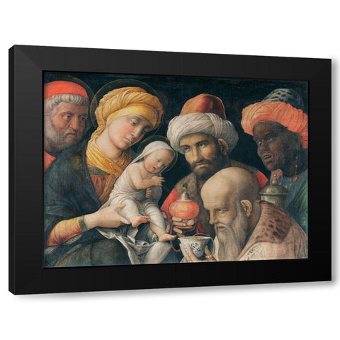 Adoration of the Magi Black Modern Wood Framed Art Print by Mantegna, Andrea