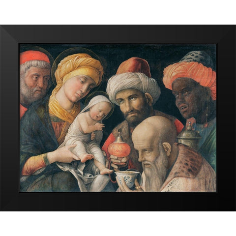 Adoration of the Magi Black Modern Wood Framed Art Print by Mantegna, Andrea