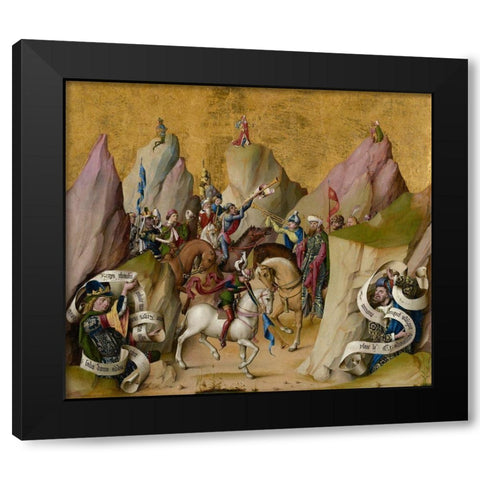 The Meeting of the Three Kings, with David and Isaiah (recto); The Assumption of the Virgin (verso) Black Modern Wood Framed Art Print with Double Matting by Master of the St. Bartholomew Altarpiece