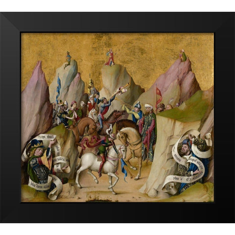 The Meeting of the Three Kings, with David and Isaiah (recto); The Assumption of the Virgin (verso) Black Modern Wood Framed Art Print by Master of the St. Bartholomew Altarpiece