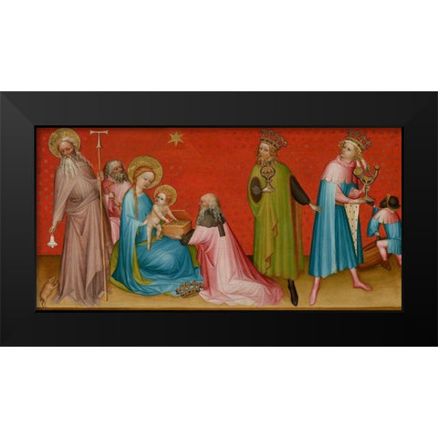 The Adoration of the Magi with Saint Anthony Abbot Black Modern Wood Framed Art Print by Flemish, Master Franco