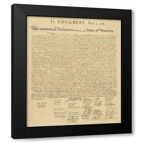 U.S. Declaration of Independence - Decorative Sepia Black Modern Wood Framed Art Print by U.S. Government