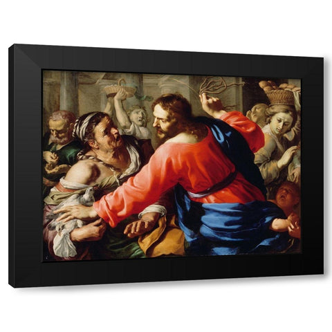 Christ Cleansing the Temple Black Modern Wood Framed Art Print by Mei, Bernardino