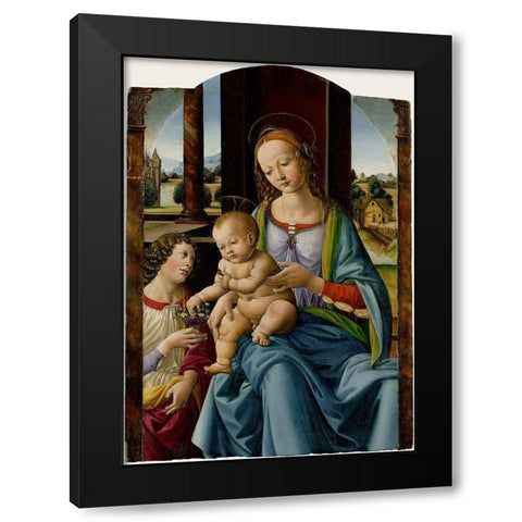 Madonna and Child Black Modern Wood Framed Art Print with Double Matting by di Credi, Lorenzo
