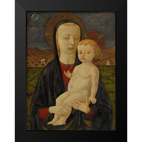 Madonna and Child Black Modern Wood Framed Art Print by Uccello, Paolo
