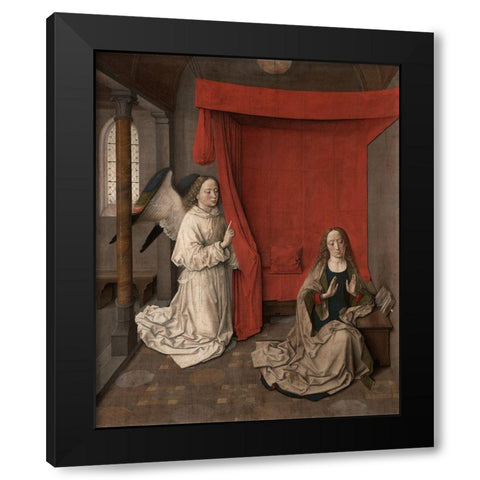 The Annunciation Black Modern Wood Framed Art Print with Double Matting by Aelbrecht, Bouts
