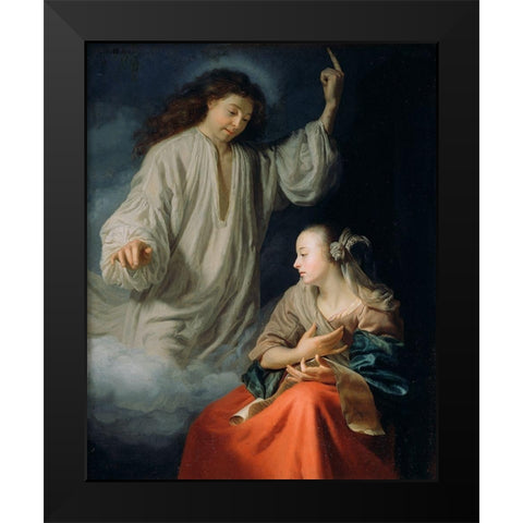 The Annunciation Black Modern Wood Framed Art Print by Schalcken, Godfried