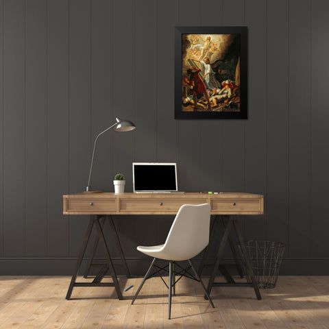 The Resurrection Black Modern Wood Framed Art Print by Lastman, Pieter