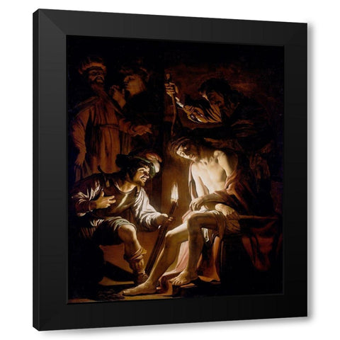 Christ Crowned with Thorns Black Modern Wood Framed Art Print by van Honthorst, Gerrit