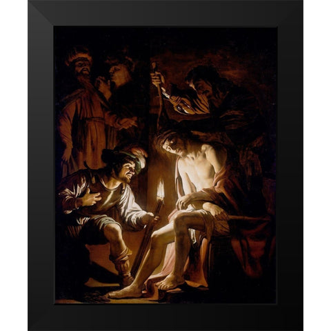 Christ Crowned with Thorns Black Modern Wood Framed Art Print by van Honthorst, Gerrit