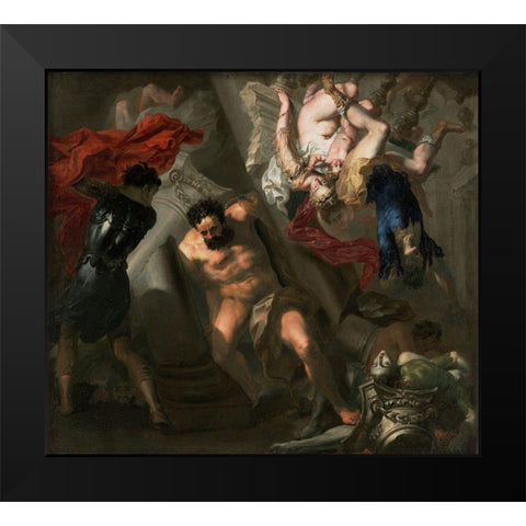 The Death of Samson Black Modern Wood Framed Art Print by School, Genoese