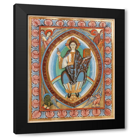 Christ in Majesty Black Modern Wood Framed Art Print by Unknown 11th Century Illuminator