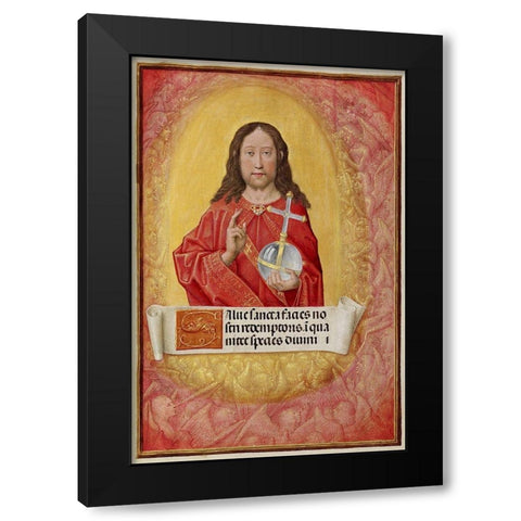 Christ in Majesty Black Modern Wood Framed Art Print by Unknown 16th Century Flemish Illuminator