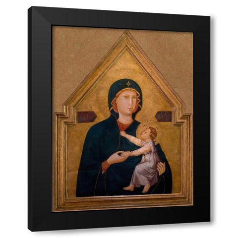 Madonna and Child Black Modern Wood Framed Art Print with Double Matting by Unknown 13th Century Italian Illuminator